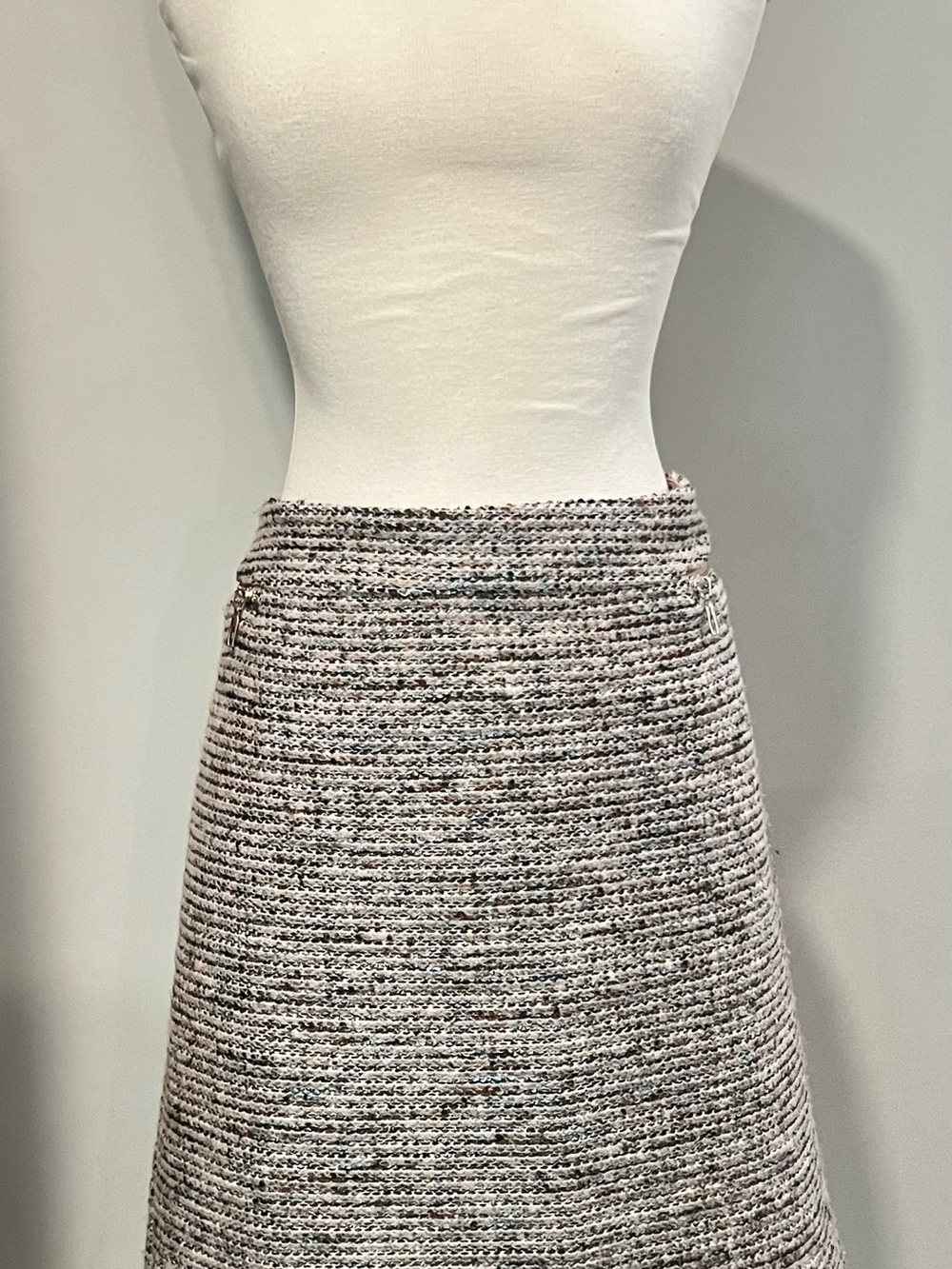 Classic Tweed A-Line Skirt in Light Gray